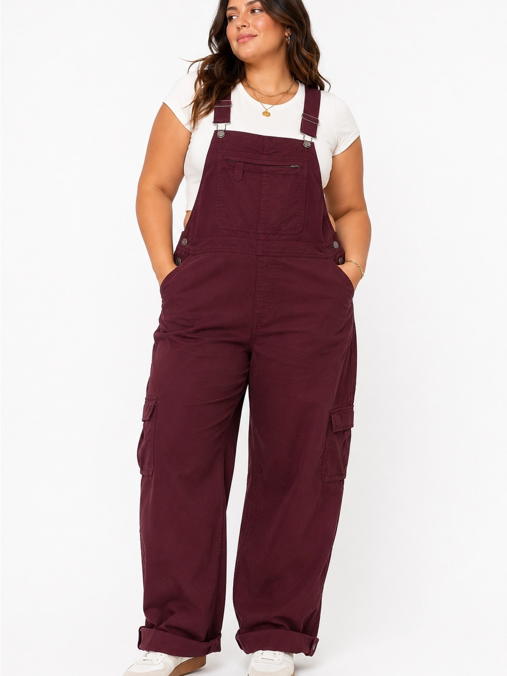 Deluth Trading Co Women’s burgundy Flex Ripstop Utility 2x 31 Cargo Bib Overalls